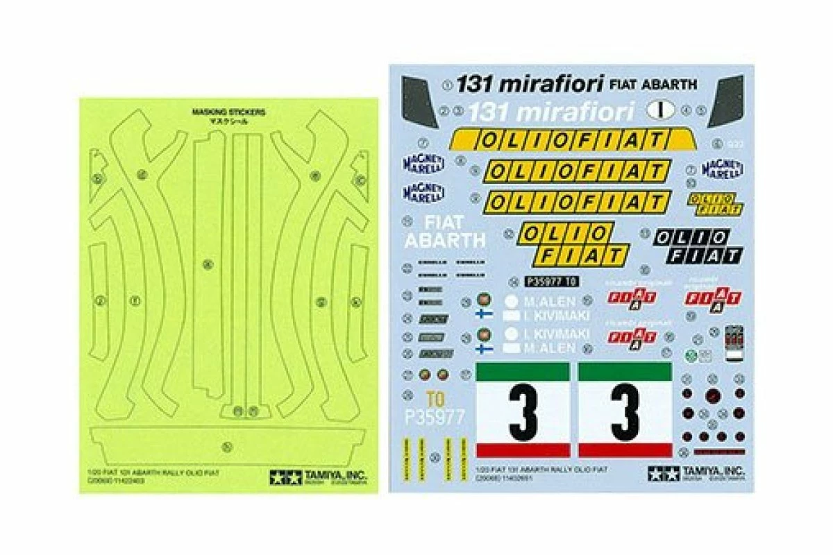 20069 | Tamiya 1/20 Fiat 131 Abarth Rally Olio Fiat Scaled Plastic Model Kit - Image 6