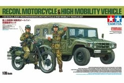 25188 | Tamiya 1/35 Japanese JGSDF Reconnaissance Motorcycle & High Mobility Vehicle Scaled Plastic Model Kit