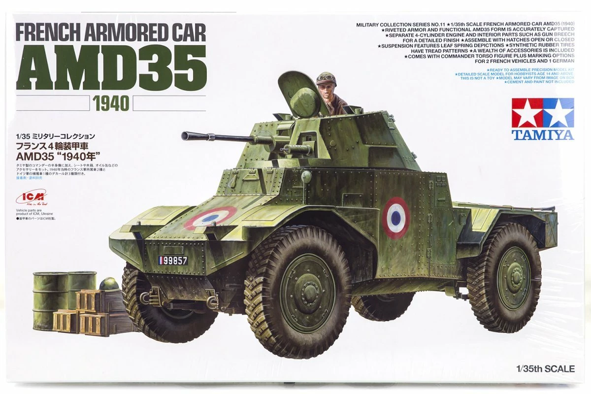 32411 | Tamiya 1/35 French AMD35 Armored Car Scaled Plastic Model Kit