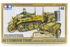 32502 | Tamiya 1/48 German Kettenkraftrad (Sd.Kfz. 2) W/ Infantry Cart & Goliath Scaled Plastic Model Kit