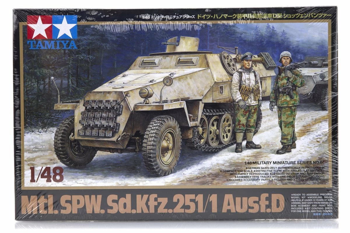 32564 | Tamiya 1/48 German Mtl.SPW.Sd.Kfz.251/1 Ausf.D Half-Track Scaled Plastic Model Kit