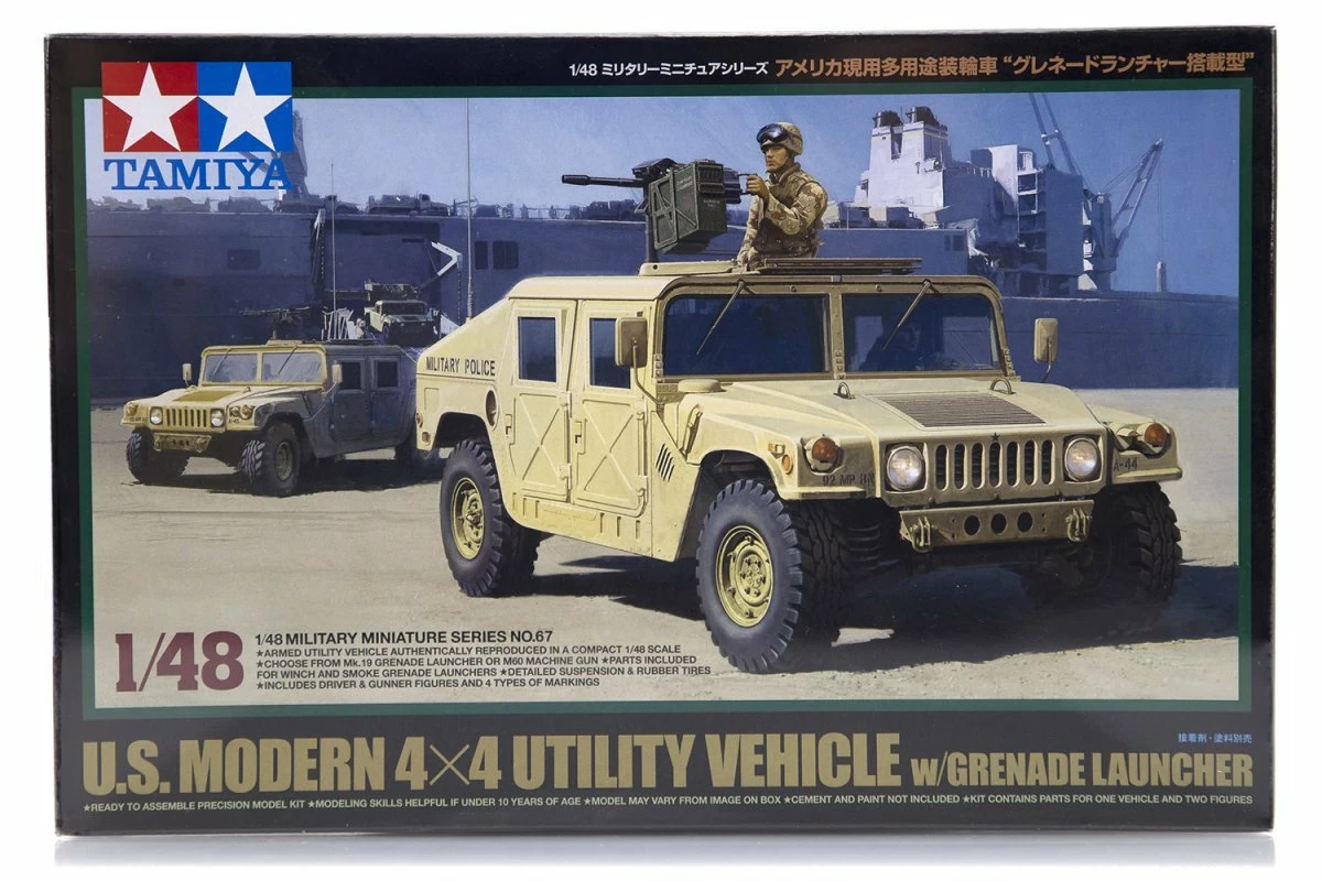 32567 | Tamiya 1/48 U.S. Modern 4x4 Utility Vehicle W/ Grenade Launcher Scaled Plastic Model Kit