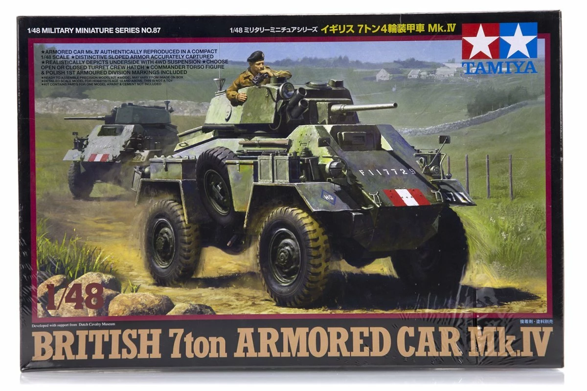 32587 | Tamiya 1/48 British 7 Ton Armored Car Mk.IV Scaled Plastic Model Kit