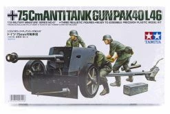 35047 | Tamiya 1/35 German 75mm Pak 40/L46 Anti-Tank Gun Scaled Plastic Model Kit