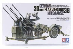 35091 | Tamiya 1/35 German 20mm MIT Sd. Ah. 52 Flakvierling 38 Scaled Plastic Model Kit