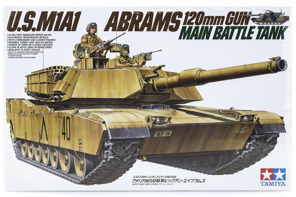 35156 | Tamiya 1/35 U.S. M1A1 Abrams W/ 120mm Main Gun Tank Plastic Model Kit