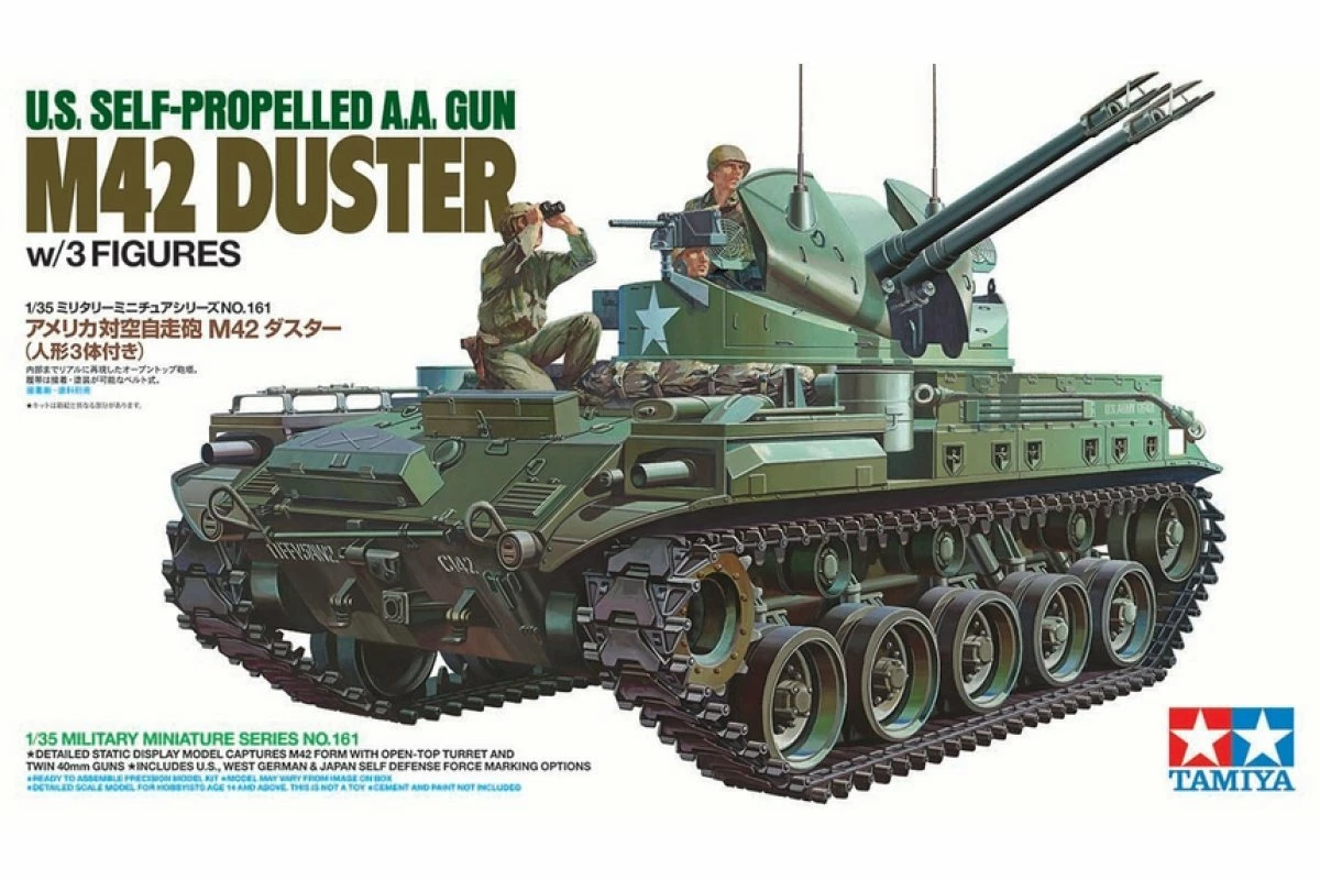35161 | Tamiya 1/35 U.S. M42 Duster Self-Propelled Anti-Aircraft Gun Scaled Plastic Model Kit