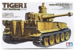 35227 | Tamiya 1/35 German Ausfuhrung Afrika Tiger 1 Initial Production Tank Scaled Plastic Model Kit