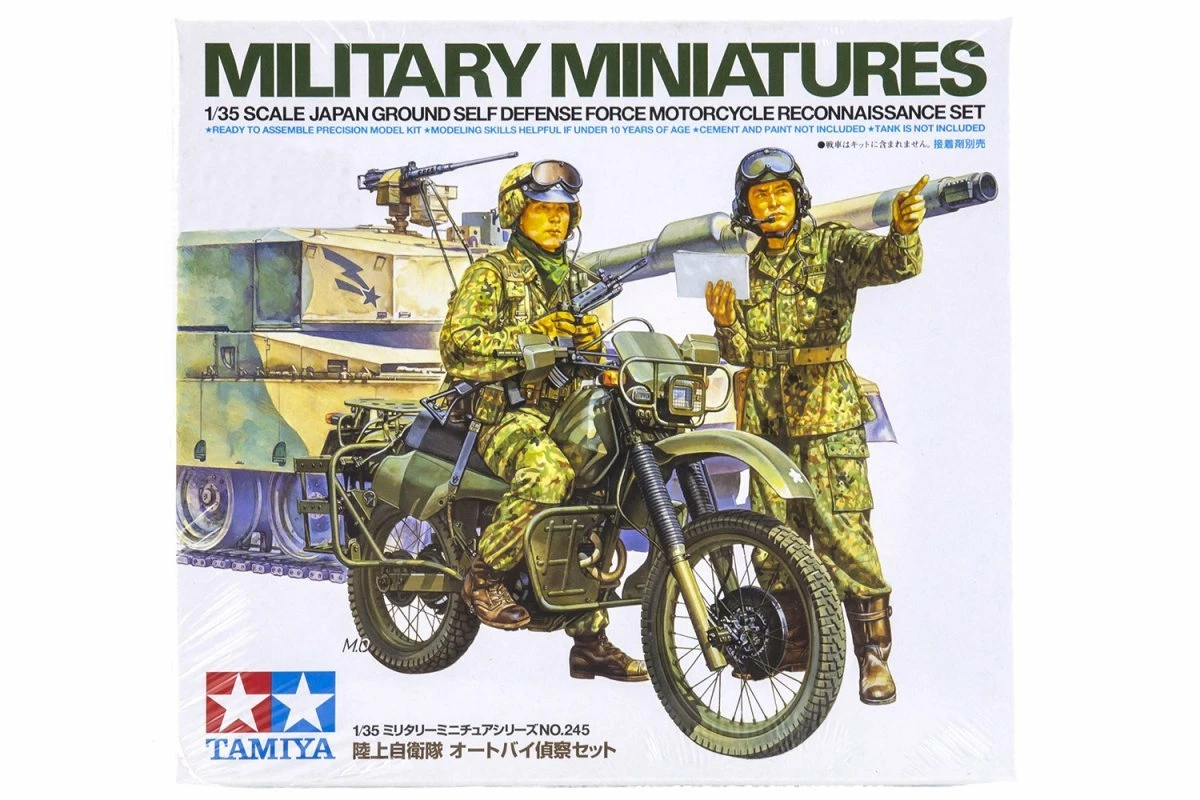 35245 | Tamiya 1/35 Japan Ground Self Defence Force Motorcycle Reconnaissance Set Scaled Plastic Model Kit