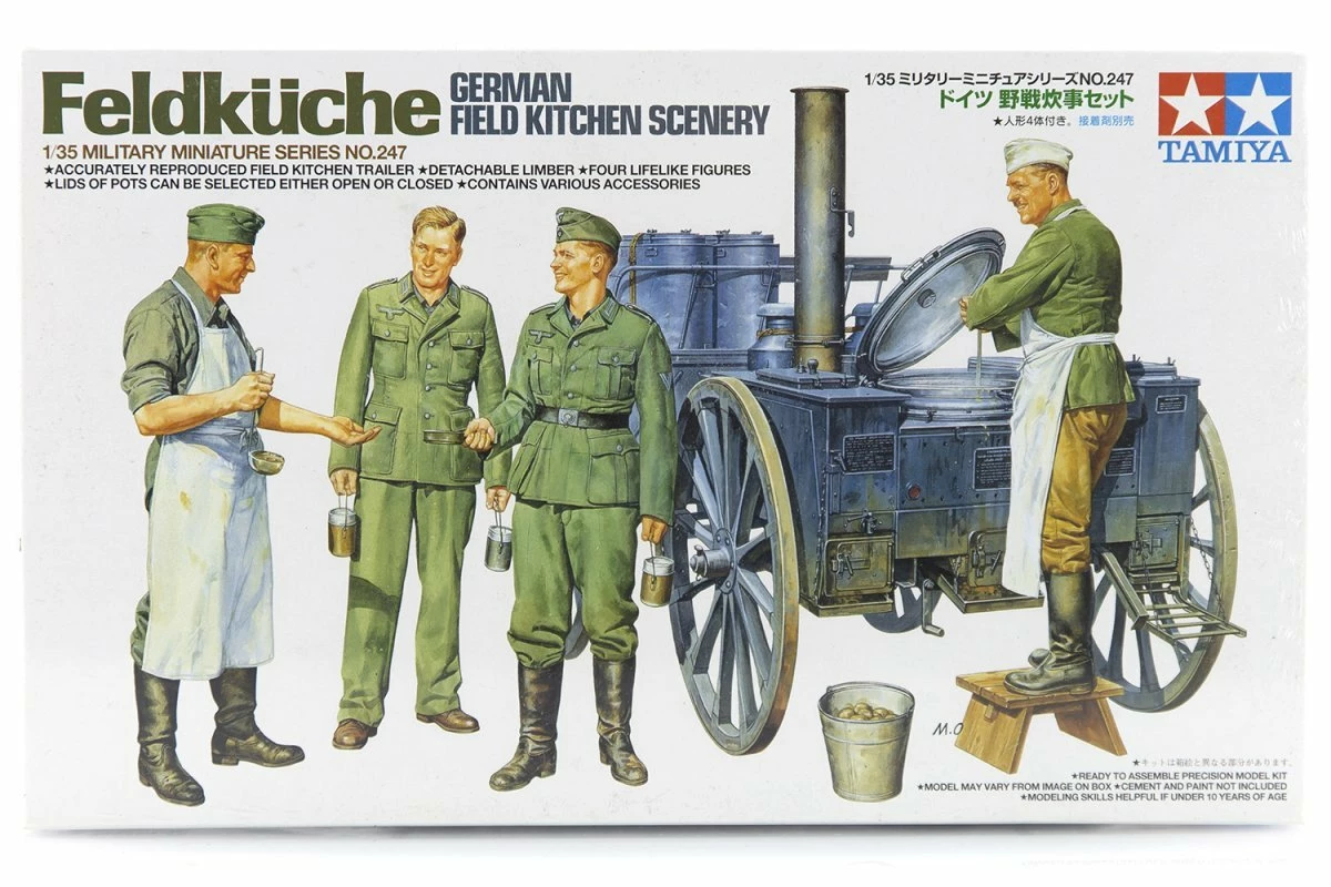 35247 | Tamiya 1/35 German Feldkuche Field Kitchen Scenery Scaled Plastic Model Kit