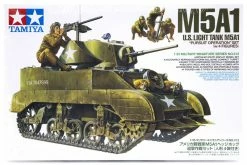 35313 | Tamiya 1/35 U.S. M5A1 Light Tank (Pursuit Operation) W/ 4 Crew Scaled Plastic Model Kit