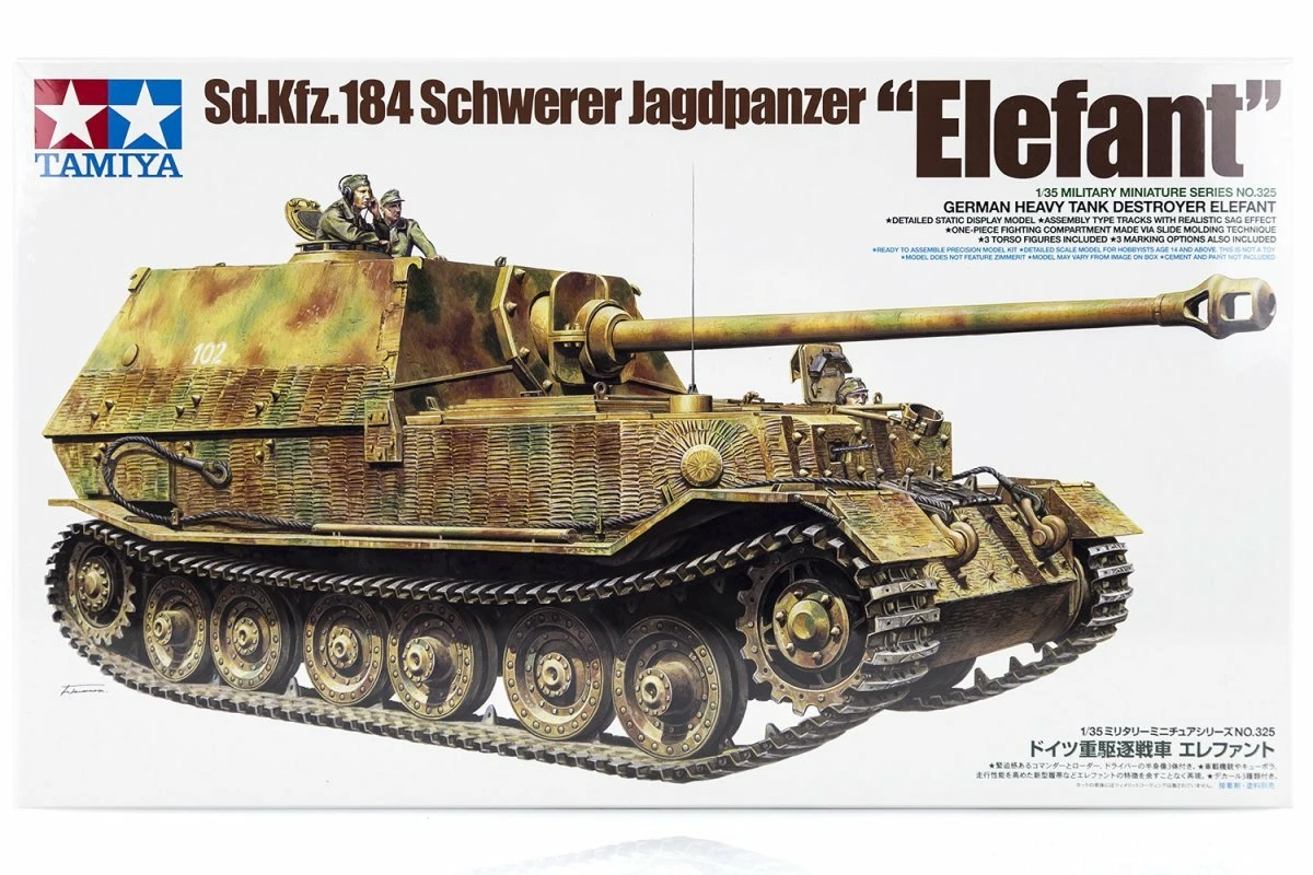 35325 | Tamiya 1/35 German Schwerer Jagdpanzer (Sk.Kfz.184) "Elefant" Tank Scaled Plastic Model Kit