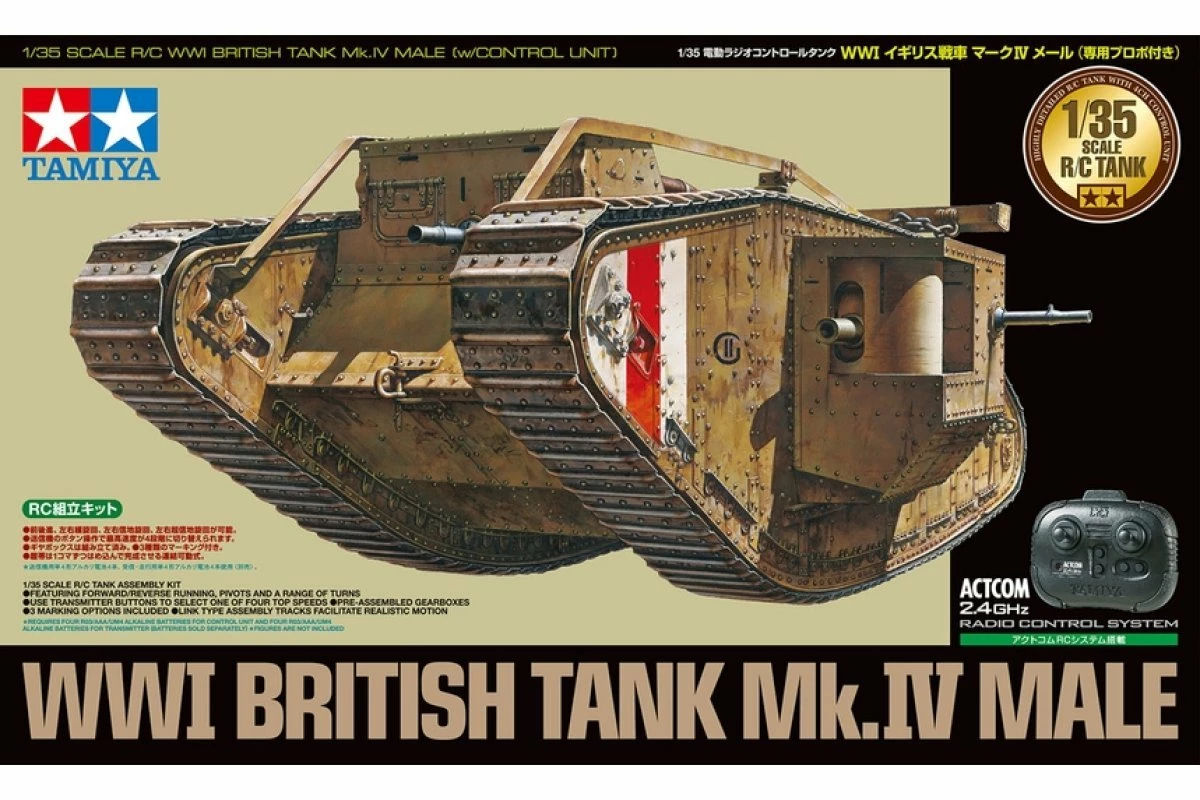 48214 | Tamiya 1/35 British MK.IV Male Scaled RC Tank Kit W/ Controller - Image 2