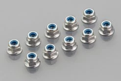 53024 | Tamiya 4mm Silver Flanged Nyloc Nuts 10Pcs
