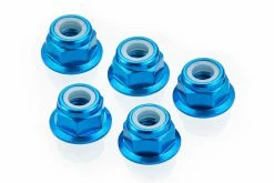 53159 | Tamiya 4mm Blue Aluminium Flanged Nyloc Nuts 5Pcs