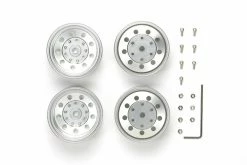 56518 | Tamiya 1/14 1.7" Truck Rear Metal Plated Matte Silver Rims 4Pcs