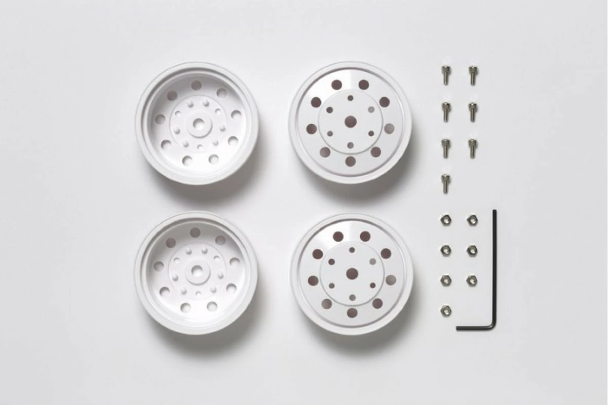 56542 | Tamiya 1/14 1.7" Truck Rear Matte White Rims 4Pcs