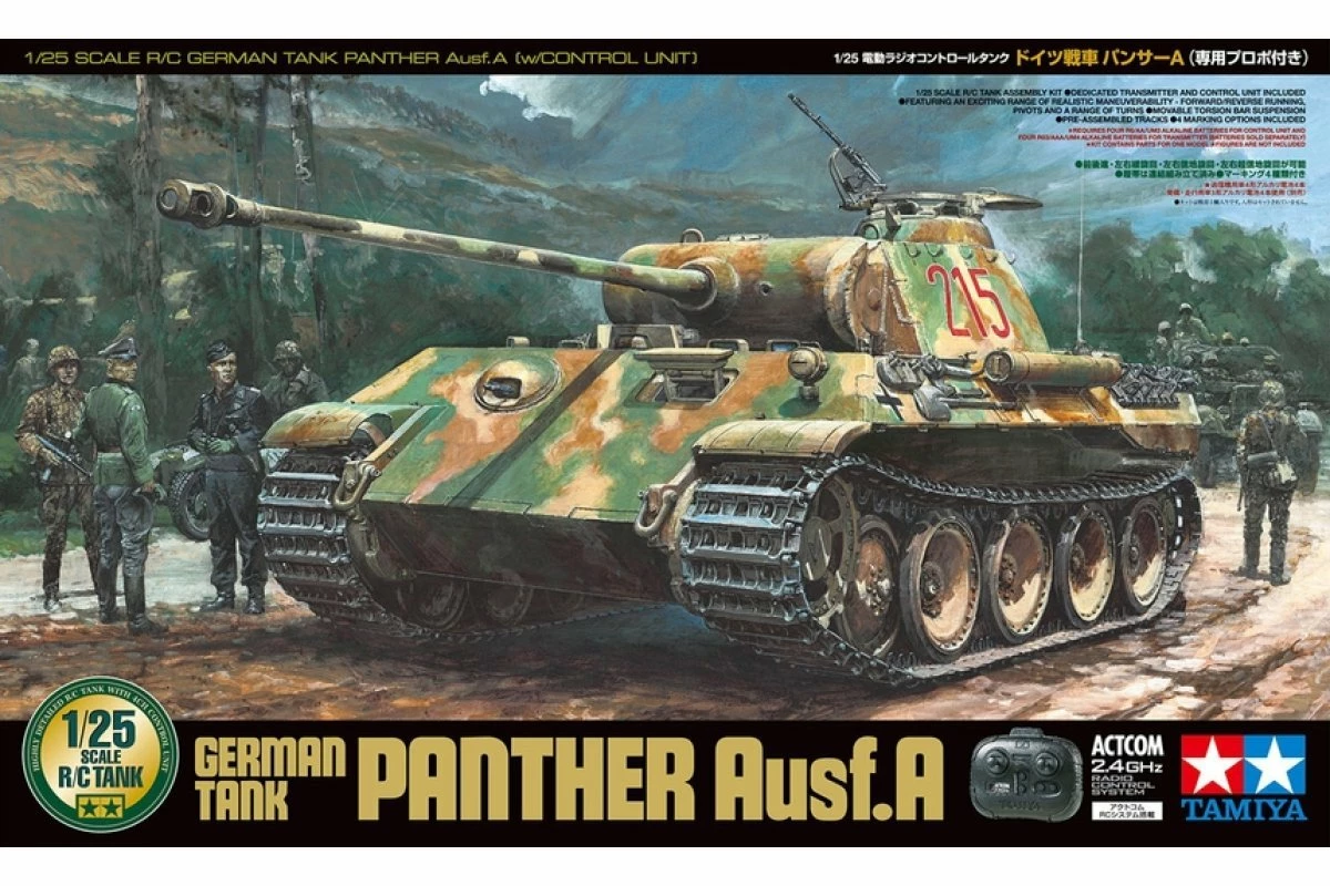 56605 | Tamiya 1/25 German Panther Ausf.A Scaled RC Tank Kit W/ Controller