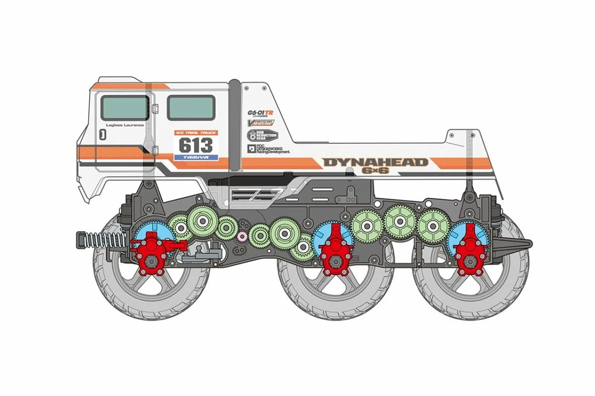 58660 | Tamiya 1/18 G6-01Tr Dynahead 6x6 Electric Off Road RC Truck - Image 7