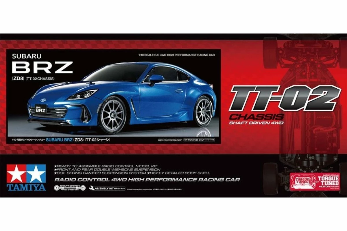 58702A | Tamiya 1/10 TT-02 Subaru BRZ (ZD8) Electric On Road RC Car Kit - Image 3