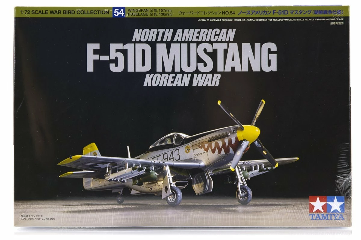 60754 | Tamiya 1/72 North American Korean War F-51D Mustang Fighter Scaled Plastic Model Kit