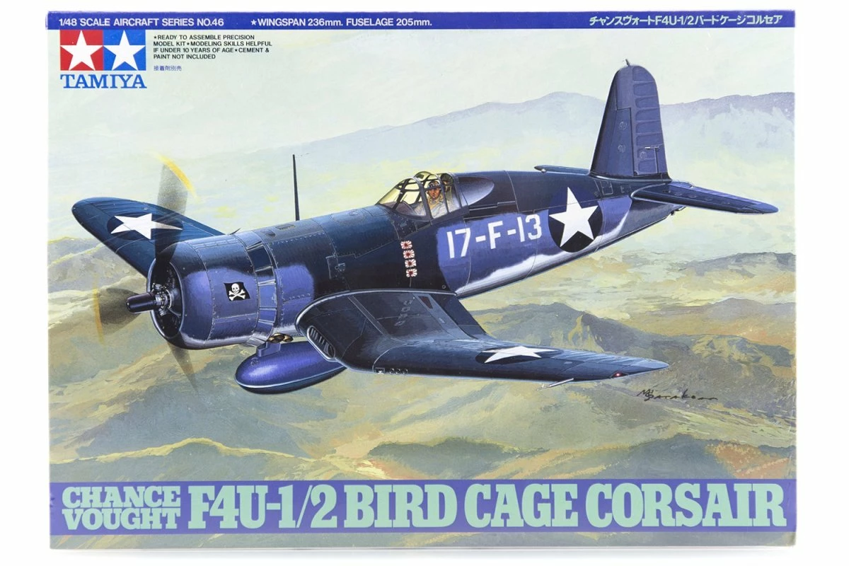 61046 | Tamiya 1/48 Chance Vought F4U-1/2 Bird Cage Corsair Fighter Scaled Plastic Model Kit