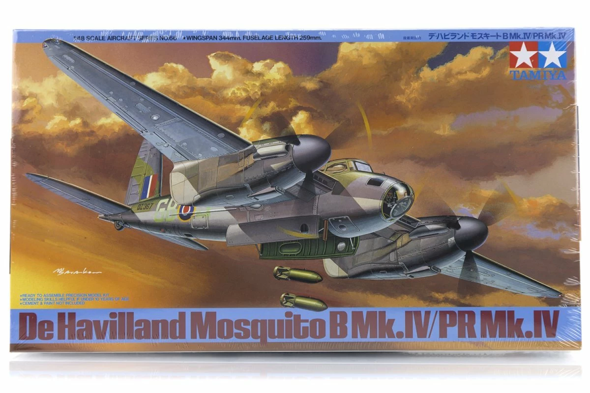 61066 | Tamiya 1/48 De Havilland Mosquito B Mk.IV/PR Mk.IV Bomber Scaled Plastic Model Kit