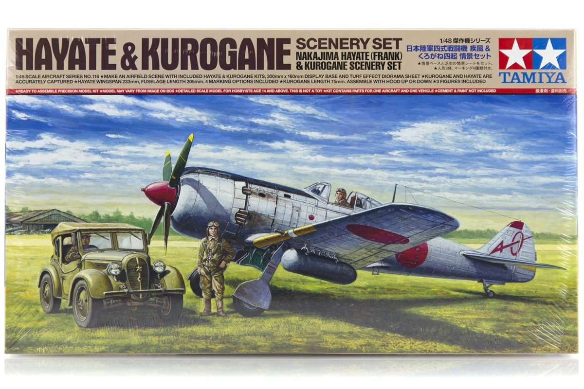 61116 | Tamiya 1/48 Nakajima Hayate Frank Fighter W/Kurogane Scenery Set Scaled Plastic Model Kit