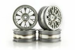9335534 | Tamiya 1.9" (2mm Off-Set) Mesh Silver Rims 4Pcs