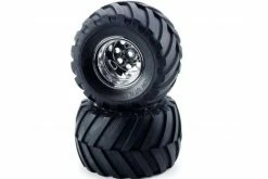9805618 | Tamiya Wild Willy 2 1.9" Front V Groove Tyres On Chrome Rims - Wheels 2Pcs